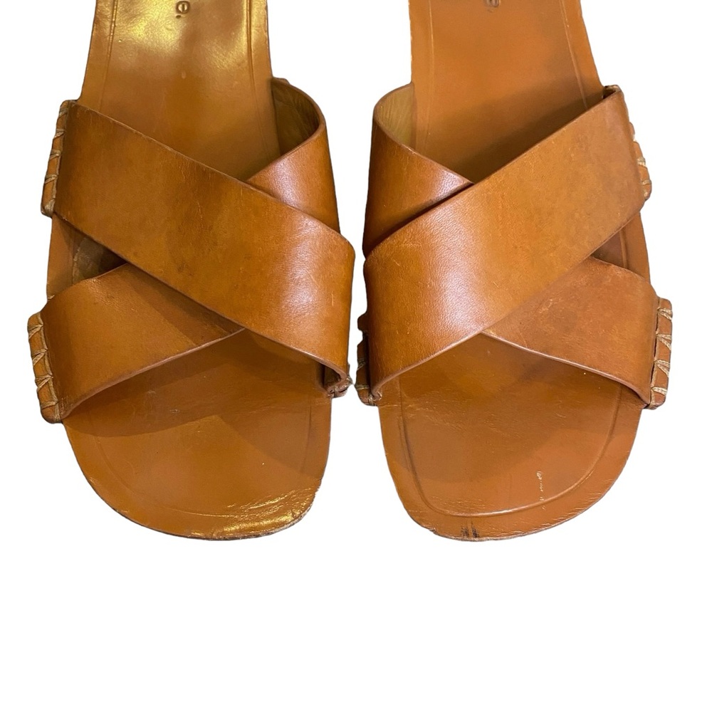 Vince Nico Leather Cross Strap Slide Flat Sandals, Size 11 - Picture 3 of 8